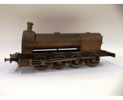 A well constructed chassis for a 3 1/2 inch gauge 0-8-0 engine and tender, C/W inside and outside running gear, tubed copper 