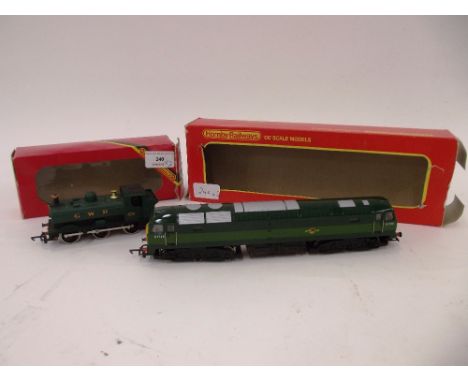 A Hornby R863 Co-Co diesel Loco, D1738, BR green, box missing end flap; and R041 0-6-0 pannier tank engine, GWR 8751, (B.D.G.
