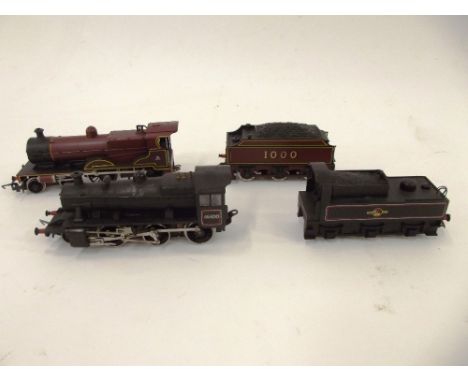 A Hornby 2-6-0 engine and tender, 46400 BR black and 4-4-0 engine and tender, compound, LMS maroon 1000, (G)