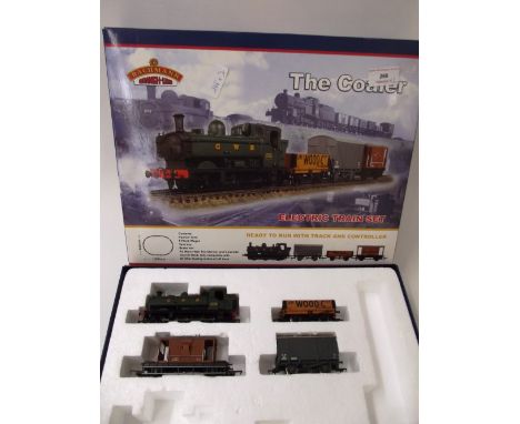 A Bachmann "The Coaler" set box, with 0-6-0 pannier tank 3705 GWR, 2 wagons and brake van only. No original track, some other