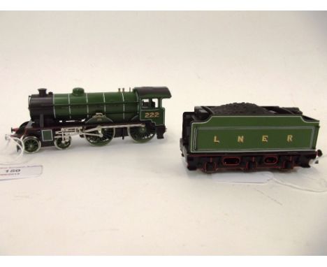 A Hornby R123 4-4-0 engine and tender, "Berkley", LNER green 222, (G)