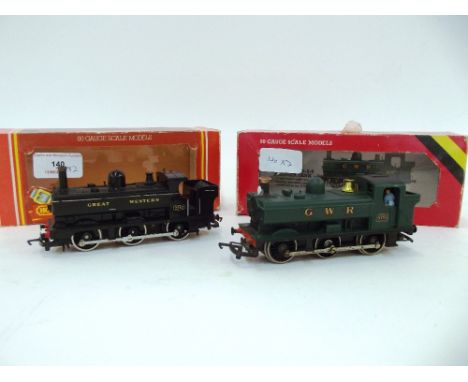 A Hornby R158 GWR open cab pannier tank engine, 2717 black and an R041 similar, green 8751, (B.G.)