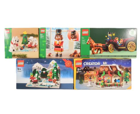 Lego - a collection of x5 factory sealed Lego Christmas sets comprising; 40571 Wintertime Polar Bears, 40640 Nutcracker, 4060