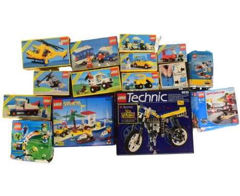 Lego - a collection of vintage Lego sets to include; Technic 8838 Shock Cycle Motorcycle, 6334 Wave Jump Racers, 3401 Lego Sh