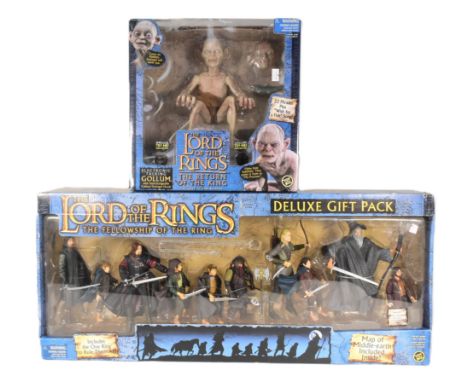 Lord of The Rings - x2 boxed Toy Biz made LOTR Lord of The Rings playset action figures comprising electric talking Gollum wi