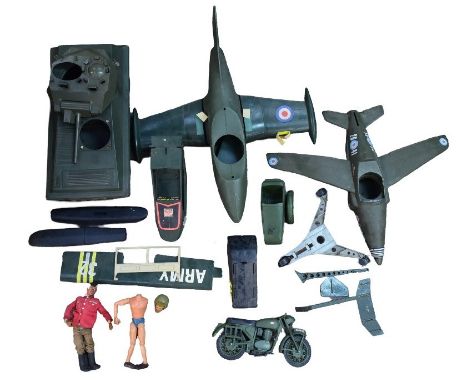 Action Man - a collection vintage Action Man vehicles and accessories for spares / repairs together with x2 flock haired exam