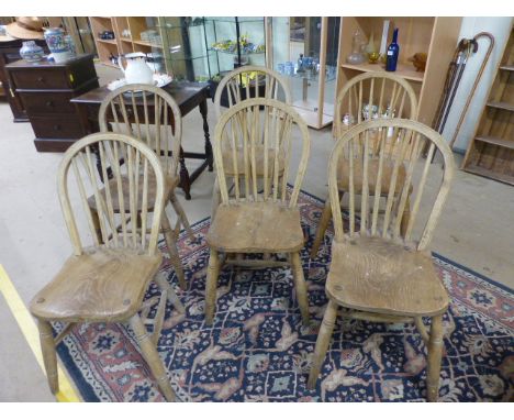 Set of six stick back Elm farmhouse style chairs