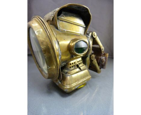 Lucas Silver King, Birmingham Motorcycle lamp 'King of the Road' with green and red side lenses. Condition Report. Few dents 