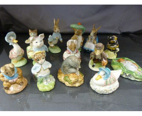 Collection of Beswick Beatrix Potter figures (1 boxed) (12 Beswick and 2 Royal Albert). To include Old Mr Bouncer, Diggory Di