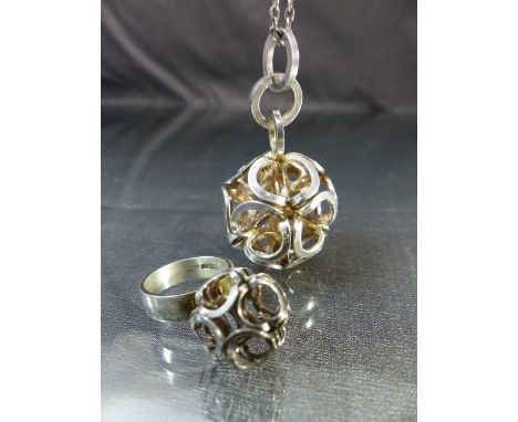 Contemporary Finnish Hallmarked silver 1975 'Ball' Pendant and ring by Afbeeldingsresultaat voor elis kauppi. The Pendant is 