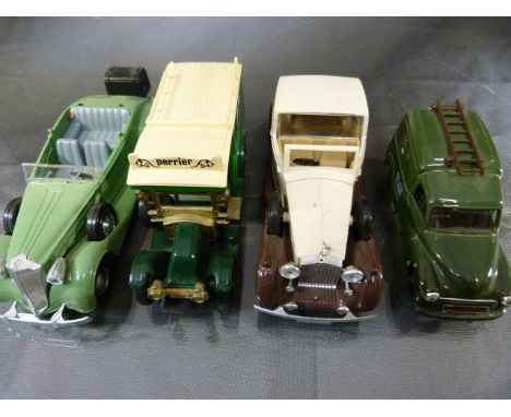 Four Die-Cast cars to include - Solido, Solido Rolls Royce, Matchbox Renault van for Perrier, and a Corgi Morris Minor van fo