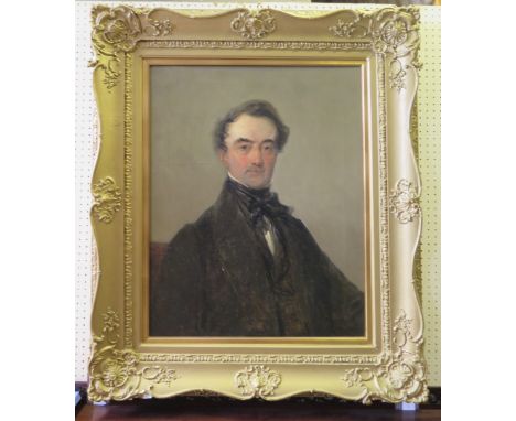 A Victorian Half Length Portrait of a Gentleman, oil on canvas, gilt gesso frame, 72 x 57cm
