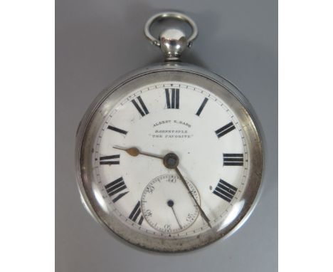 'The Favorite' An Edward VII Silver Cased Open Dial Pocket watch by Albert E. Dark of Barnstaple, the signed keywound movemen