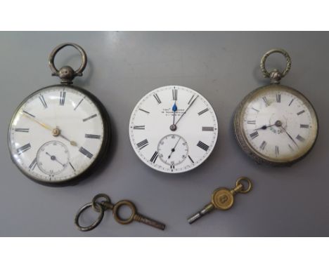 A Victorian Silver Cased Open Dial Keywound Pocket Watch London 1869 (needs attention), Ladies Silver Cased Keywound Fob Watc