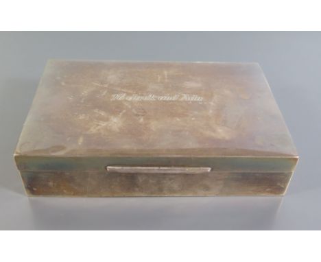An Elizabeth II Silver Cigarette Box, Sheffield 1953, Walker &amp; Hall, 14.5 x 9 cm
