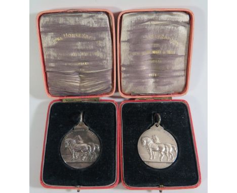 Two Shire Horse Society Silver Medallions by Mappin & Webb 