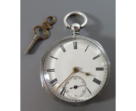 A Victorian Silver Cased Open Dial Pocket Watch with key wound chain driven fusee movement signed Brown of Minehead no. 60425