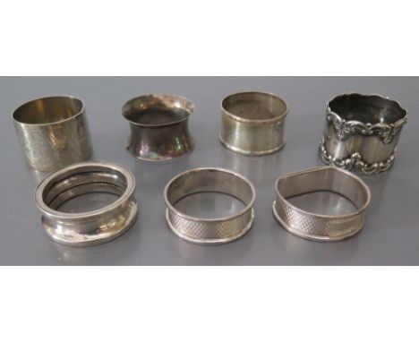 Seven Silver Napkin Rings, 112g 