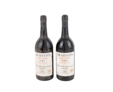 Two vintage bottles of 1987 Graham's Crusted Port. 20% 750ml