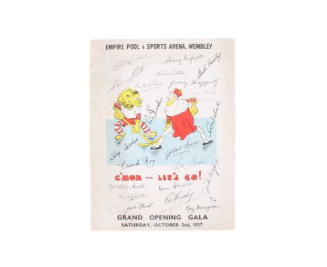 An ice hockey programme for the 02/10/1937 Wembley Monarch v Wembley Lions (Grand Opening Gala Challenge). Played at Empire P