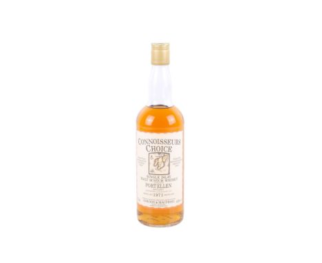 A bottle of 1971 Port Ellen single malt whisky. Bottled by Gordon & MacPhail, Elgin. Part of the Connoisseurs Choice range, 4