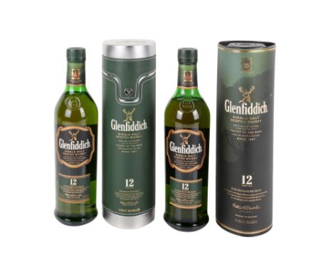 Two bottles of Glenfiddich single malt Scotch whisky. Valley of the Deer, 12 years old, both 40% 700ml, both cased.
