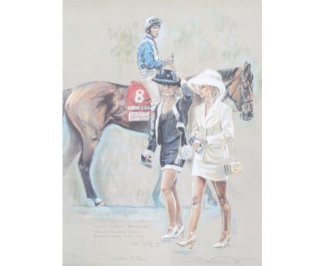 David M Dent (1959) signed limited edition print 'Classic Fillies'. No. 718/850. 38cm x 49cm. Framed and glazed