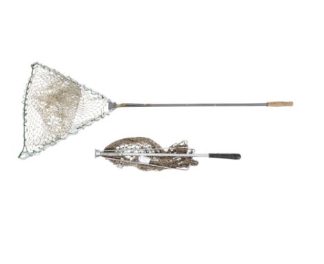 Two fishing rod folding nets. Comprising a Hardy and one other with a metal frame