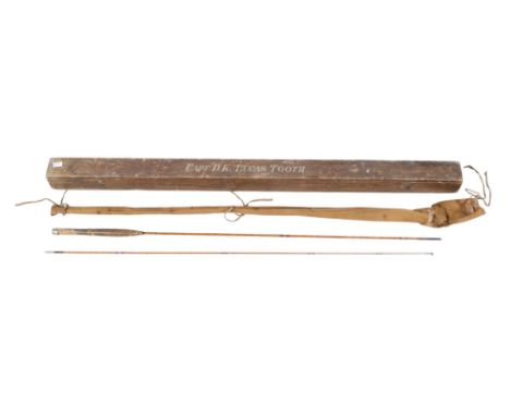 A Hardy split cane fly fishing rod. In a wooden case marked 'Capt D.K. Lucas Tooth', L119cm