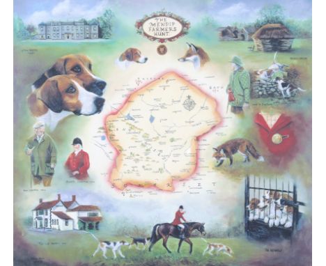 Teresa Davis (20th century) signed limited edition print 'The Mendip Farmers Hunt'.  No. 61/250, (signed lower right), 52cm x