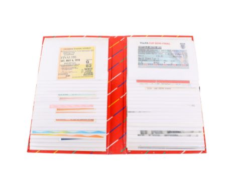 An album vintage football tickets. Including 1955 Wales vs England at Wembley, 1975 England vs Cyprus, 2007 England vs Russia