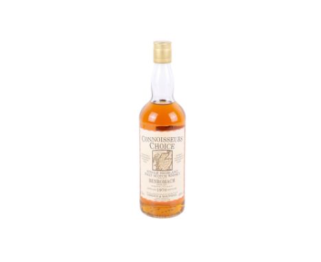 A bottle of 1970 Benromach single Highland Malt Scotch whisky. From the Connoisseurs Choice series, 40% 750ml
