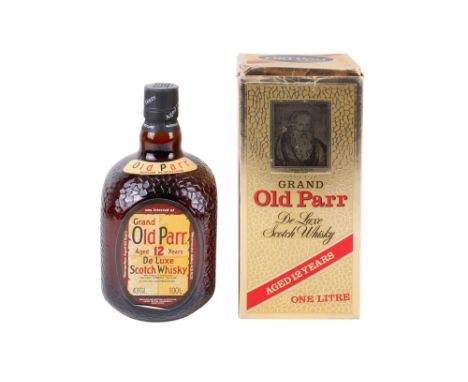 A bottle of Grand Old Parr Scotch whisky. Aged 12 years, 43%, 1l, in the original box