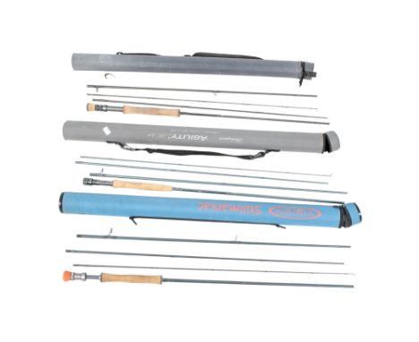 Three fishing rods. Comprising a Scierra SRXV2, 100ft, Still Manic 'Vision' VLM4107, and an Agility 1380999, 10'4, in the ori