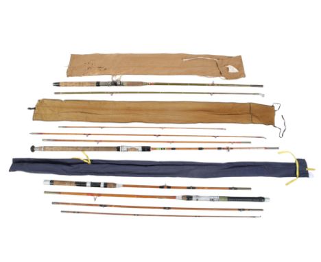 Four fishing rods. Comprising an Alcocks 'Superwizard', an Angling Pursuits 'Beach Classic' 12ft six-piece rod and two others