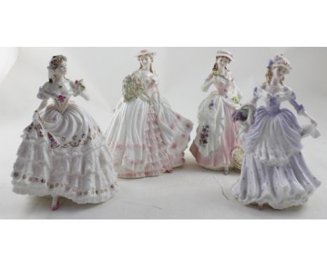 Three limited edition Coalport figures, 'Rose', no 306/12,500, sculpted by Jack Glynn, 'The Flower Seller', no 901/9,500, 'La