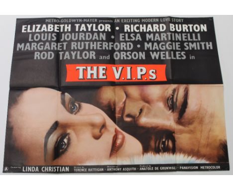 A quad poster for 'The VIPs', 1963 starring Elizabeth Taylor and Richard Burton, 30 x 40ins, approx 75 x 100cm. CONDITION REP