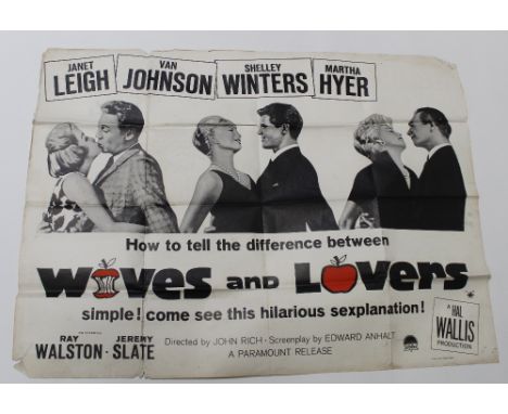 A quad poster for 'Wives and Lovers', 1963 starring Van Johnson and Janet Leigh, 30 x 40ins, approx 75 x 100cm. CONDITION REP