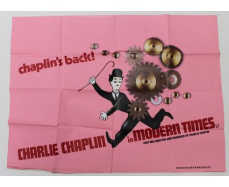 A quad poster for 'Modern Times', starring Charlie Chaplin, a 1960s re-release produced by Bovince Ltd, 30 x 40ins, approx 75