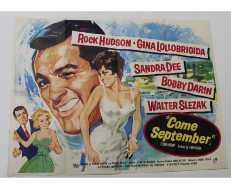 A quad poster for 'Come September', 1961 starring Rock Hudson, 30 x 40ins, approx 75 x 100cm. CONDITION REPORT Small holes.