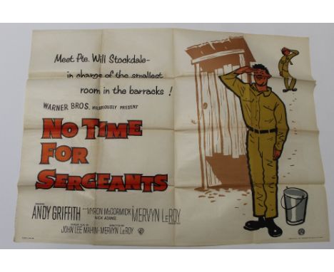 A quad poster for 'No Time For Sergeants', 1958 starring Andy Griffith and Myron McCormick, 30 x 40ins, approx 75 x 100cm. CO