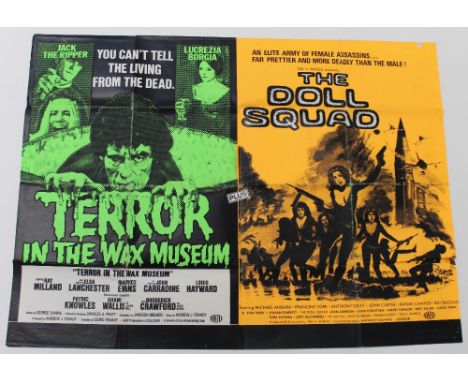 A quad poster for 'Terror in the Wax Museum' and 'The Doll Squad', 1973 double poster, 30 x 40ins, approx 75 x 100cm. CONDITI