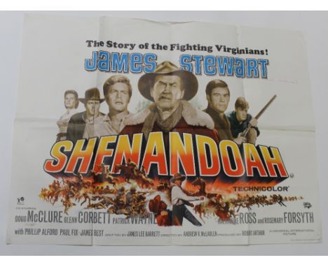 A quad poster for 'Shenandoah', 1965 starring James Stewart, 30 x 40ins, approx 75 x 100cm. CONDITION REPORT Small holes to c