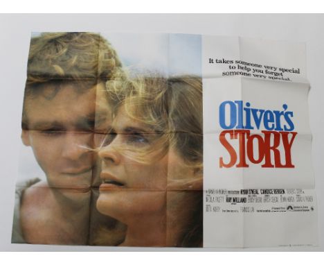 A quad poster for 'Oliver's Story', 1978 starring Ryan O'Neal and Candice Bergen, 30 x 40ins, approx 75 x 100cm. CONDITION RE