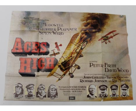 A quad poster for 'Aces High', 1976 starring John Gielgud, 30 x 40ins, approx 75 x 100cm. CONDITION REPORT Edge tears and cor