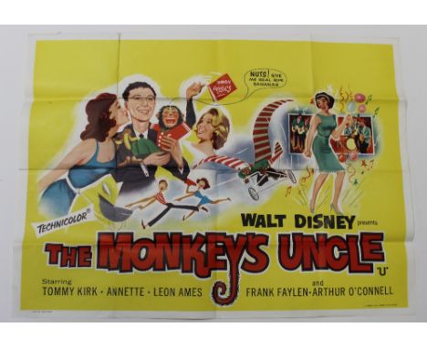 A quad poster for 'The Monkey's Uncle', 1964 Disney film, 30 x 40ins, approx 75 x 100cm. CONDITION REPORT Small tears.