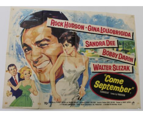 A quad poster for 'Come September', 1961 starring Rock Hudson, 30 x 40ins, approx 75 x 100cm. CONDITION REPORT Corner repairs