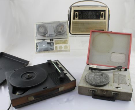 A collection of vintage audio equipment to include a Convair One,  Gakken Hiker 7 transistor radio phonograph, a Royal Coil r