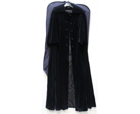 A vintage full-length black velvet evening/opera coat.