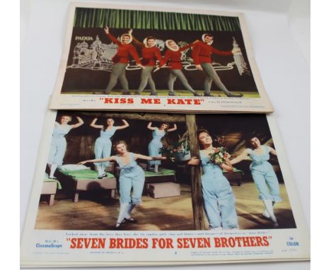 A collection of original vintage 11 x 14ins cinema lobby advertising posters to include 'Kiss Me Kate' x3, 'Seven Brides for 